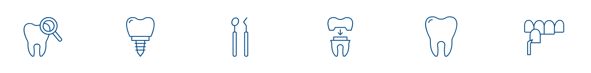 Darstellung von Symbolen (Icons), die mit dem Thema Zahnarzt in Verbindung stehen.